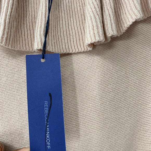 Rebecca Minkoff Stacey Ruffle Popover Knit One-shoulder Sweater Pale Pink Md - Picture 7 of 10